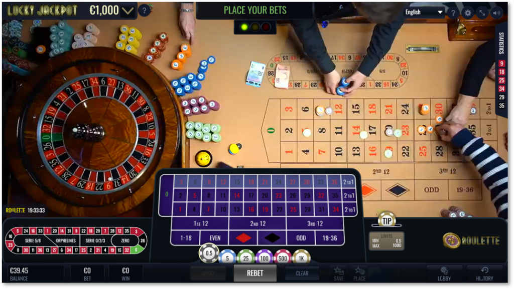 LuckyStreak live landbased casino roulette streaking
